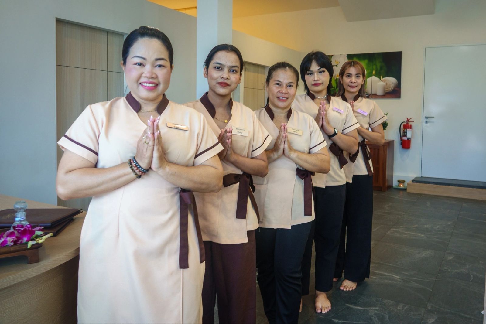 Body & Soul Health Massage therapists greeting with a traditional wai